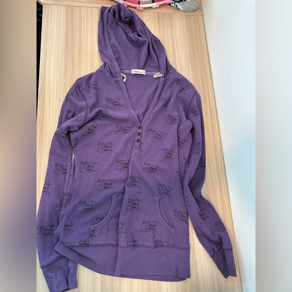 Drumset Print Hooded Sweater